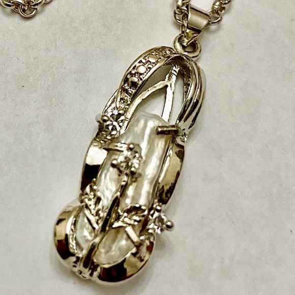 Vintage Encased Biwa Pearls Pendant w/18in Sterling-925 Chain Necklace - Picture 3 of 12